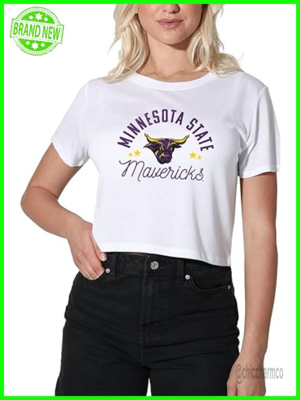 Collegiate Distressed Mascot Crop Top T-Shirt Collection